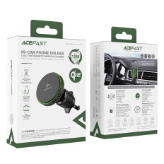 Titular do carro com carregador magnético para qi2 telefone 15w para flip grilles - preto