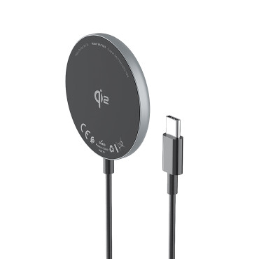 Virginous magnetni polnilnik QI2 za 15W - črna