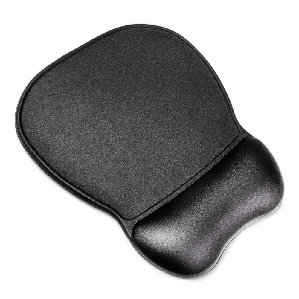 Ergonomisk musmatta och Eco Gel Wristband Läder Stor icke-slip - Svart