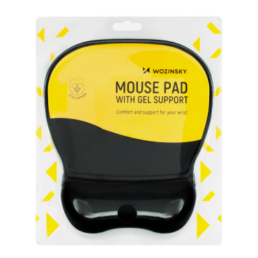 Ergonomisk musmatta och Eco Gel Wristband Läder Stor icke-slip - Svart