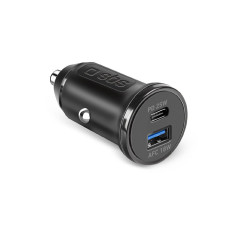 Παράδοση ισχύος USB-A USB-C 25W φορτιστή αυτοκινήτου - Μαύρο