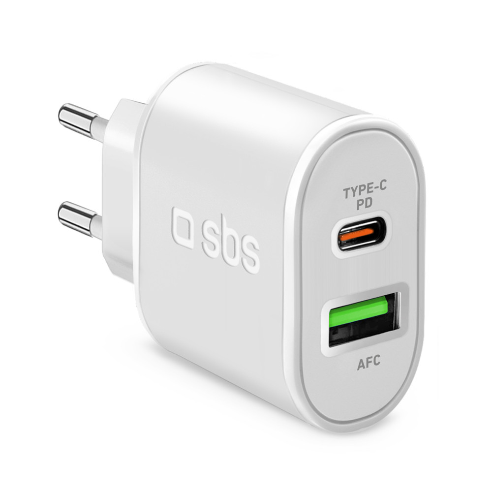 Entrega de energía USB-A USB-C 20W - Cargador de entrega blanco