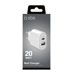 Dodávka napájania USB-A USB-C 20W - Biele doručovacie nakladač