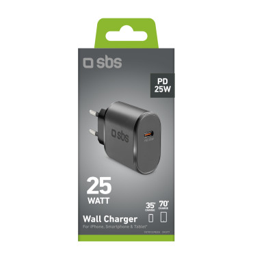 Carregador de rede USB-C 25W de entrega de energia - preto