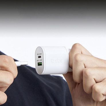Dodávka napájania USB-A USB-C 20W - Biele doručovacie nakladač