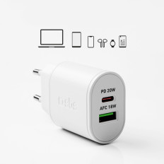 Dodávka napájania USB-A USB-C 20W - Biele doručovacie nakladač