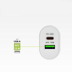 Dodávka napájania USB-A USB-C 20W - Biele doručovacie nakladač