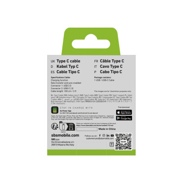 Kabel-USB-A-Kabel - USB-C 1M - Schwarz