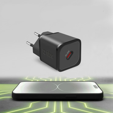 Entrega de energía GAN USB-C 20W Cargador de red - Negro