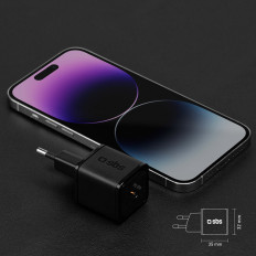 Jaudas piegāde Gan USB-C 20W Tīkla lādētājs - melns