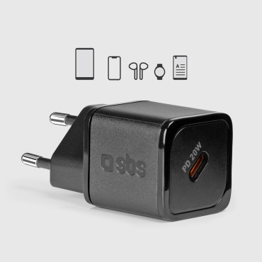 Jaudas piegāde Gan USB-C 20W Tīkla lādētājs - melns