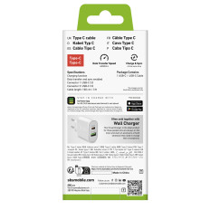 Kaapeli USB-C PD 25W 1 m - valkoinen