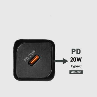 Jaudas piegāde Gan USB-C 20W Tīkla lādētājs - melns