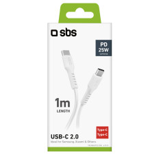 Kabel USB-C PD 25W 1 m - bílá
