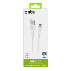 Kabeļu USB-a kabelis - USB-C 1.5m - balts