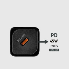 Entrega de energia GAN USB-C 45W - Preto
