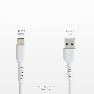 Kabeļu USB-a kabelis - USB-C 1.5m - balts