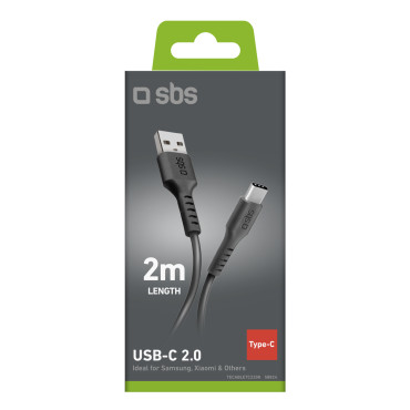 Kabel-USB-A-Kabel - USB-C 2 M - Schwarz