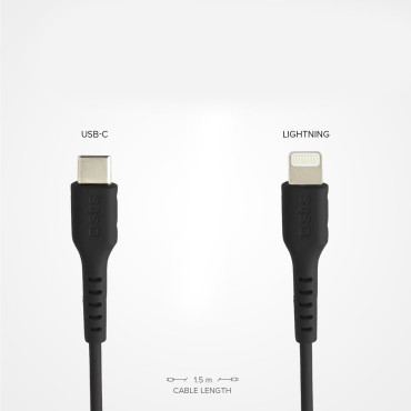 Kabel USB-C-kabel - iPhone Lightning 1M - Zwart