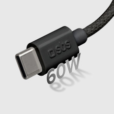 Kabeļu vads USB-C 60W 1.5m - melns