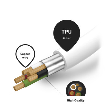 Kabelkabel med MFI-sertifikat USB-C - iPhone Lightning 1M - Hvit