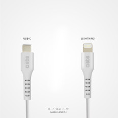 Cavo via cavo con certificato MFI USB-C - IPhone Lightning 1M - Bianco