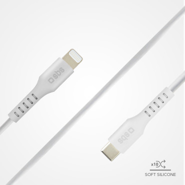 Kabelkabel med MFI-sertifikat USB-C - iPhone Lightning 1M - Hvit