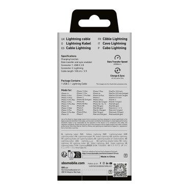 Cavo via cavo con certificato MFI USB-C - IPhone Lightning 1M - Bianco