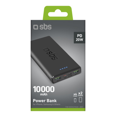 PowerBank 10000 MAH Strømlevering 20W - Svart