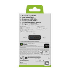 Powerbank 20000 mAh USB-A USB-C - Svart