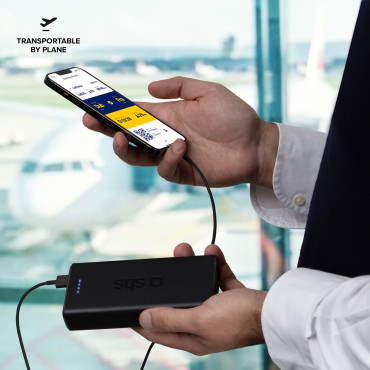 Powerbank 20000 mAh USB-A USB-C - Svart