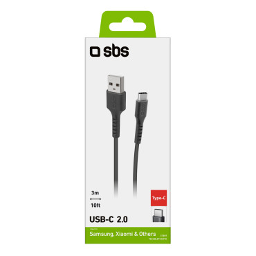 Kabel-USB-A-Kabel - USB-C 3M - Schwarz