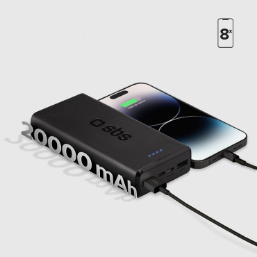 Powerbank 20000 MAH USB-A USB-C - crno