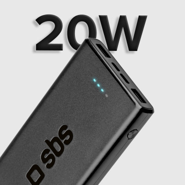 PowerBank 10000 MAH Strømlevering 20W - Svart