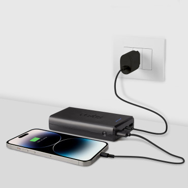 Powerbank 20000 mAh USB-A USB-C - Svart