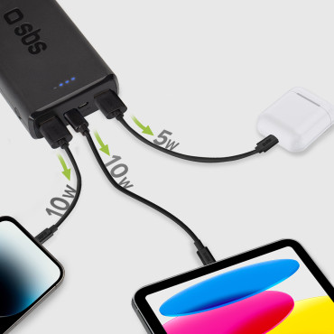Powerbank 20000 mAh USB-A USB-C - Svart