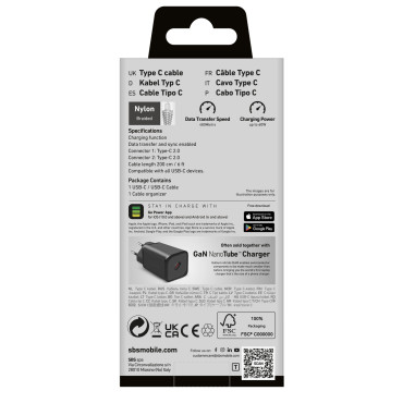 Kabel PD-kabel USB-C 60W 2m - grå