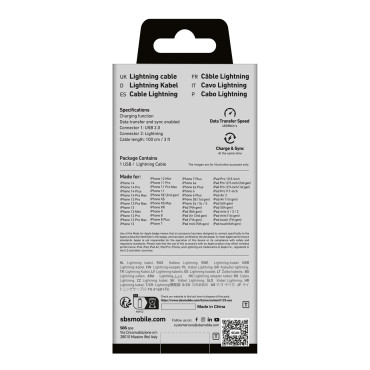 Cabo de cabo com certificado MFI USB-A - iPhone Relâmpago 1m - Preto