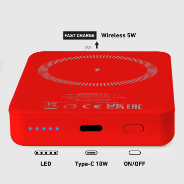 PowerBank 5000 Mah Magsafe - Vermelho