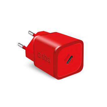 Carregador de rede GAN com entrega de energia 20w - vermelho
