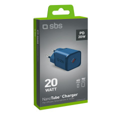 Carregador de rede GAN com entrega de energia 20w - azul