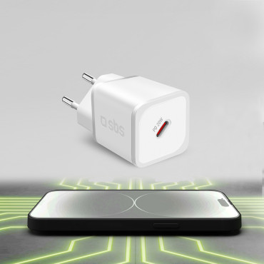 Carregador de rede GAN com entrega de energia 20w - branco