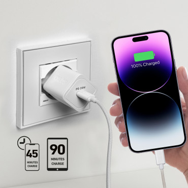 Gan nettverkslader med strømlevering 20W - hvit