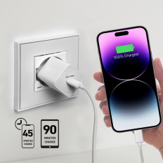 Carregador de rede GAN com entrega de energia 20w - branco