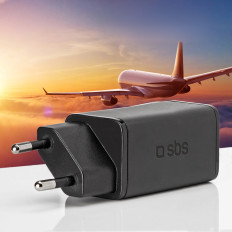 GAN network charger with Power Delivery 65W - black