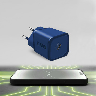 GAN network charger with Power Delivery 20W - blue