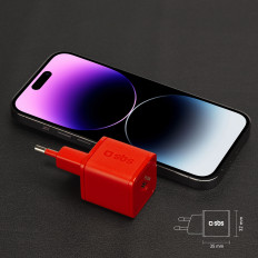 GAN Netwerkoplader met vermogensbezorging 20W - rood