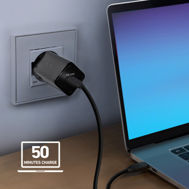 Carregador de rede GAN com entrega de energia 65W - preto