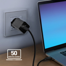 Carregador de rede GAN com entrega de energia 65W - preto