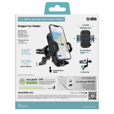 Suporte de carro para smartphone na ventilação reforçada - preto